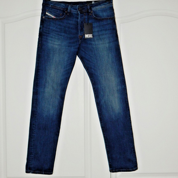 Diesel BUSTER Tapered Leg Dark Blue Faded Denim Trousers Jeans Men's 30 x 32 NWT - Picture 4 of 10